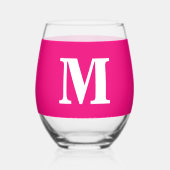Hot Roze Monogram Initialen Naam Aangepaste Kleur  Wijnglas Zonder Voet (Voorkant)