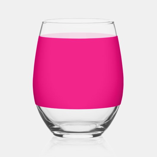 Hot Roze Monogram Initialen Naam Aangepaste Kleur  Wijnglas Zonder Voet (Achterkant)