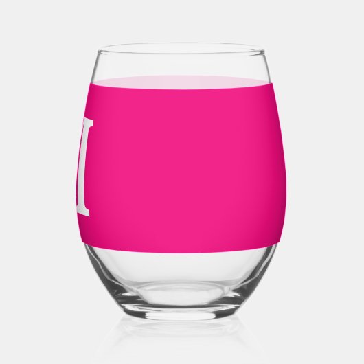 Hot Roze Monogram Initialen Naam Aangepaste Kleur Wijnglas Zonder Voet (Links)