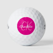 Hot roze monogram initialen naam vrouwen golfballen (Voorkant)
