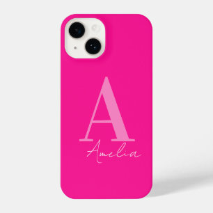 Hot-roze Monogram iPhone 14 Hoesje
