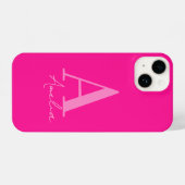 Hot-roze Monogram iPhone Hoesje (Achterkant horizontaal)