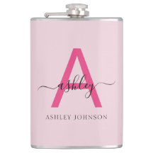 Hot Roze Monogram Meisje Bachelorette Party Flask