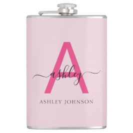 Hot Roze Monogram Meisje Bachelorette Party Flask Heupfles