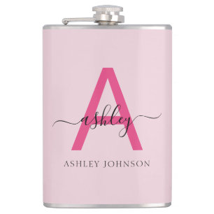 Hot Roze Monogram Meisje Bachelorette Party Flask Heupfles