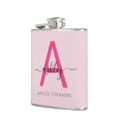 Hot Roze Monogram Meisje Bachelorette Party Flask Heupfles (Links)