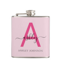 Hot Roze Monogram Meisje Bachelorette Party Flask