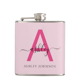 Hot Roze Monogram Meisje Bachelorette Party Flask Heupfles