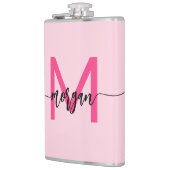 Hot Roze Monogram Meisje Bachelorette Party Heupfles (Links)