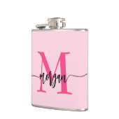 Hot Roze Monogram Meisje Bachelorette Party Heupfles (Links)