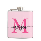 Hot Roze Monogram Meisje Bachelorette Party Heupfles (Voorkant)