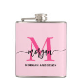 Hot Roze Monogram Meisje Bachelorette Party Heupfles (Voorkant)