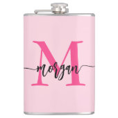 Hot Roze Monogram Meisje Bachelorette Party Heupfles (Voorkant)