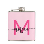 Hot Roze Monogram Meisje Bachelorette Party Heupfles (Voorkant)