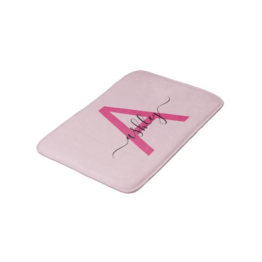 Hot Roze Monogram Meisjeskamer Badmat (Gekanteld)