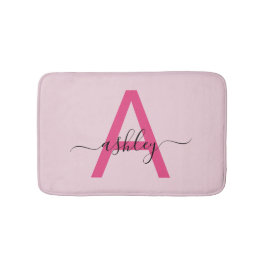 Hot Roze Monogram Meisjeskamer Badmat