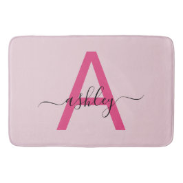 Hot Roze Monogram Meisjeskamer Badmat