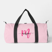Hot Roze Monogram Naam Meisje Script Sport Plunjezak (Voorkant)