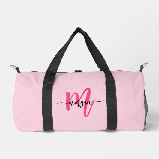 Hot Roze Monogram Naam Meisje Script Sport Plunjezak (Voorkant)