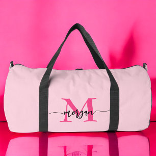 Hot Roze Monogram Naam Meisje Script Sport Plunjezak