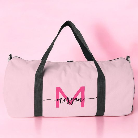 Hot Roze Monogram Naam Meisje Script Sport Plunjezak