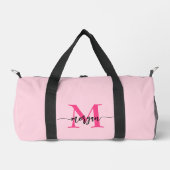 Hot Roze Monogram Naam Meisje Script Sport Plunjezak (Voorkant)