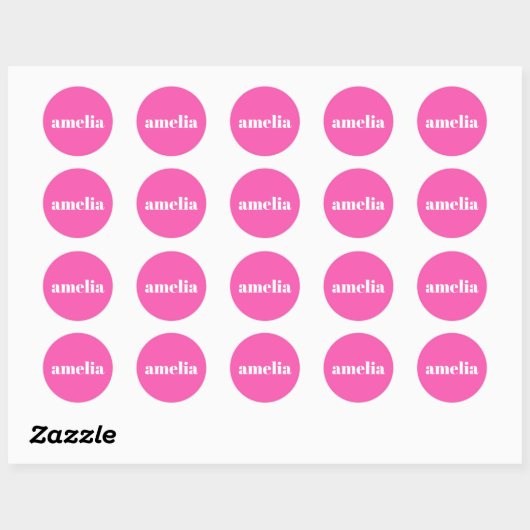 Hot-roze Monogram Ronde Sticker (Vel)