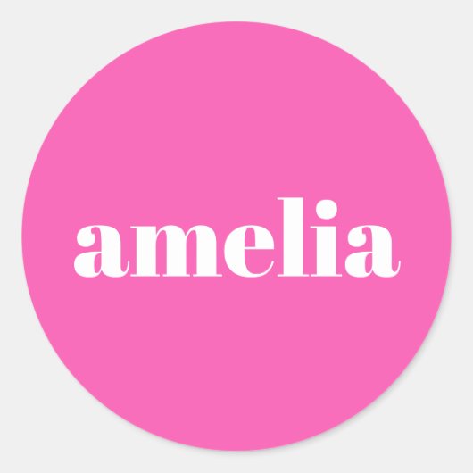 Hot-roze Monogram Ronde Sticker (Voorkant)