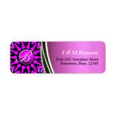 Hot-roze Monogram Star Art Address Label (Voorkant)