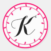 Hot-roze Monogram Sticker Sjabloon (Voorkant)
