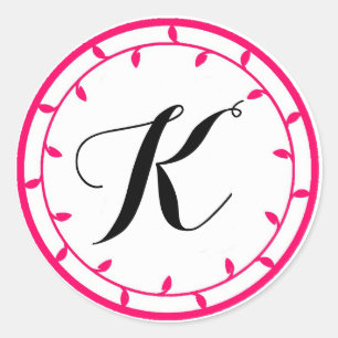 Hot-roze Monogram Sticker Sjabloon
