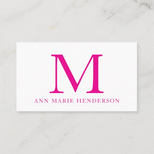 Hot-roze Monogram Visitekaartje (Voorkant)