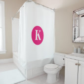 Hot Roze Monogram Wit Initiaal Custom Name Modern Douchegordijn (In situ)