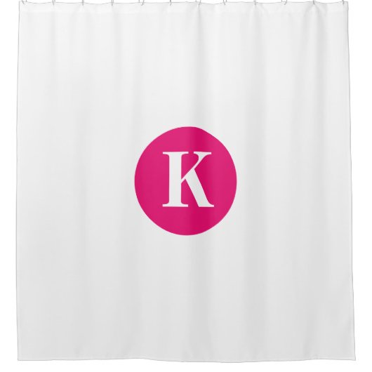 Hot Roze Monogram Wit Initiaal Custom Name Modern Douchegordijn (Voorkant)