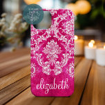 Hot-roze Moody Damask Patroon - aangepaste tekst iPhone 15 Pro Case<br><div class="desc">Een motief met een trendy design met juweeltinten en elegantie. Items zijn gemakkelijker aan te passen wanneer u eerst alle tekst en foto's vervangt. Als uw onderdeel nog moet worden aangepast, klikt u op deze knop aanpassen. Dit brengt u naar een ontwerpgebied waar u dingen kunt verplaatsen en zelfs lettertypen...</div>