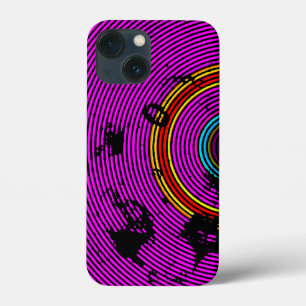 Hot-roze multicolor Vinyl Disk Textern-patroon iPhone 13 Mini Hoesje