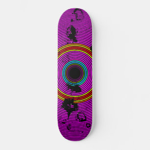 Hot-roze multicolor Vinyl Disk Textern-patroon Skateboard