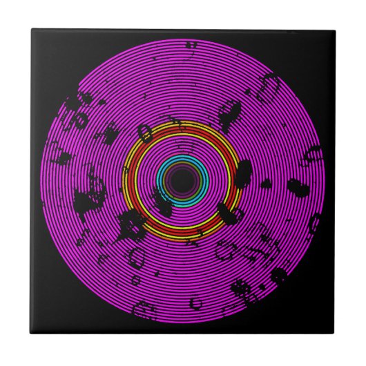 Hot-roze multicolor Vinyl Disk Textern-patroon Tegeltje (Voorkant)