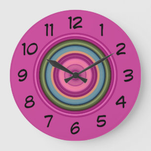 Hot-roze multicolore cirkelpatroon grote klok