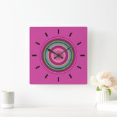 Hot-roze, multicolore cirkelpatroon vierkante klok (Huis)