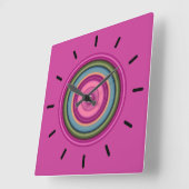 Hot-roze, multicolore cirkelpatroon vierkante klok (Hoek)
