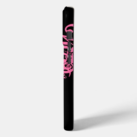 Hot-roze muzieknotities op zwart Case-Mate iPhone case (Achterkant / Links)