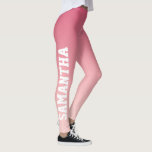 Hot-roze naar Blush roze roze Ombre aangepaste Leg Leggings<br><div class="desc">Pas gewoon de aangepaste naam aan op deze leggings om ze zelf te maken. De achtergrond vervaagt van middelgrote hete roze tot lichte wazige roze, en de naam is in witte varsity stijl die voor een gierig blik met een sportieve draai wordt gedrukt. Ideaal voor dans, yoga, sport of casual...</div>