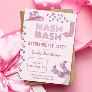 Hot roze Nash Bash Nashville vrijgezellenfeest Kaart