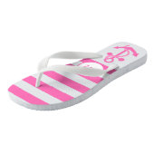 Hot-roze Nautical Anchor met strips en monogram Teenslippers (Schuin)