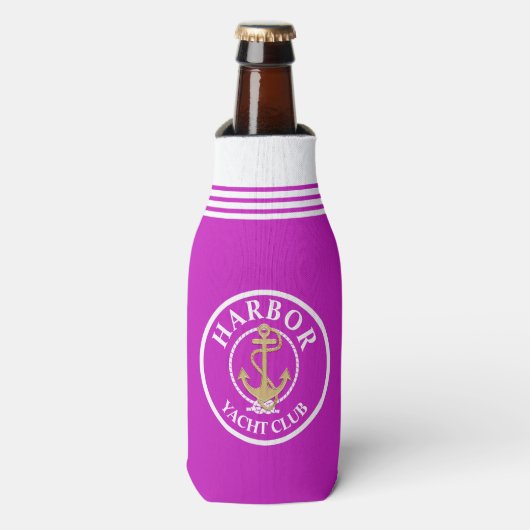 Hot-Roze Nautical Bottle Cooler (Fles Voorkant)