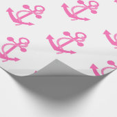 Hot-roze nautisch anker cadeaupapier (Hoek)