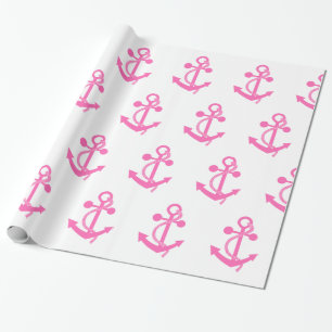Hot-roze nautisch anker cadeaupapier