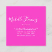 Hot-roze Neon Glitter Square Visitekaartje (Achterkant)