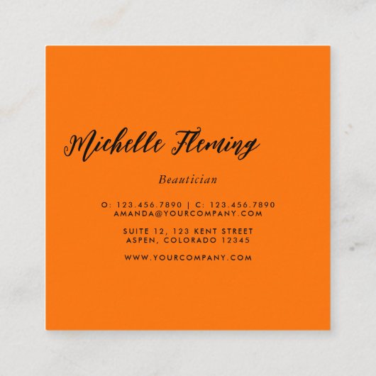 Hot-roze Neon Glitter Square Visitekaartje (Achterkant)